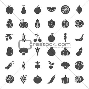 Fruit Vegetable Solid Web Icons