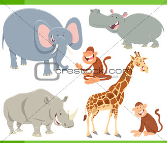 wild animals cartoon characters set
