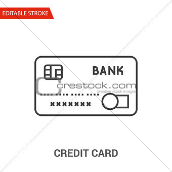 Credit Card Icon. Thin Line Vector Illustration