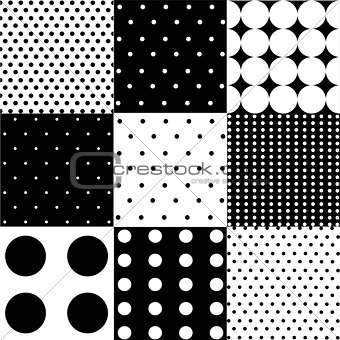 seamless pattern colorful polka dots backgroundseamless black white pattern or background