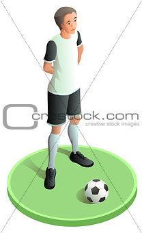Soccer player in abstract uniform and ball