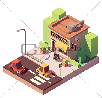 Vector isometric cheese shop