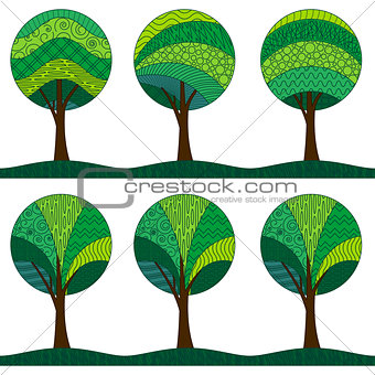 Patterned Trees, Seamless Pattern