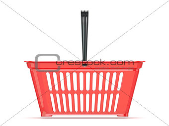 Red shopping basket. 3D