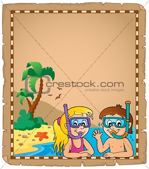 Children snorkel divers parchment 2
