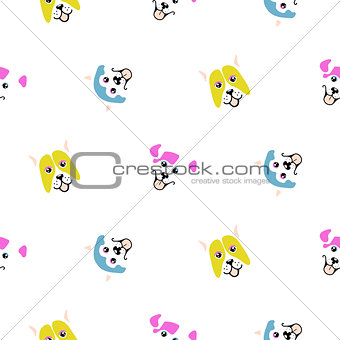 Funny dogs animal seamless vector pattern.