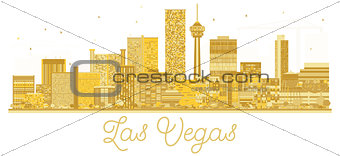 Las Vegas USA City skyline golden silhouette.