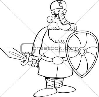 Cartoon Medieval Knight Holding a Shield and a Sword