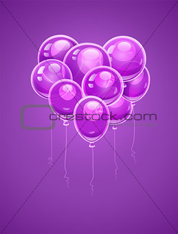 Heart made of purple air balloons