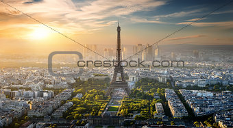 Aerial view on Eiffel Tower