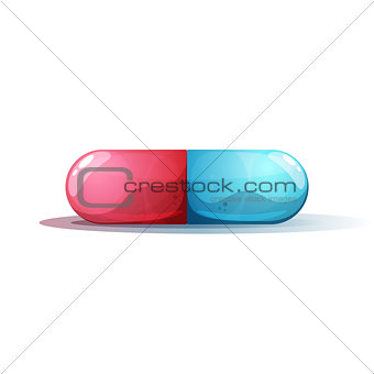 Cartoon pill illustration. Rad and blue.