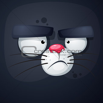 Cat cartoon face - funny illustration.