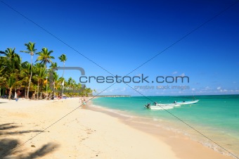 Sandy beach on Caribbean resort 