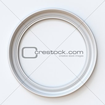 White picture frame circular 3D rendering illustration on white 