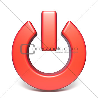 Red power sign 3D rendering illustration on white background