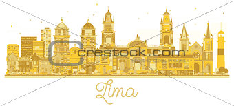 Lima Peru City skyline golden silhouette.