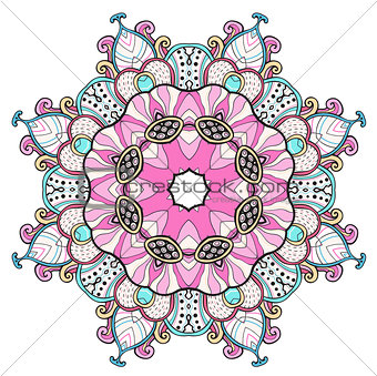 Abstract colorful round oriental ornament.