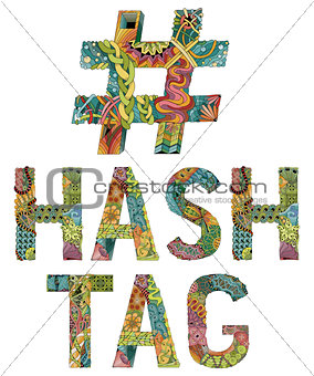 Hand drawn zentangle hashtag