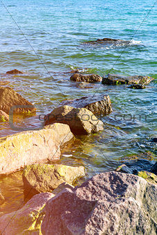 view of the Black Sea with rocks 