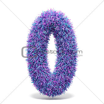 Purple faux fur number 0 ZERO 3D