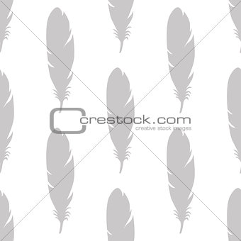 Feather seamless pattern in gray colors