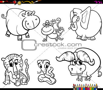 set of animal characters coloring book