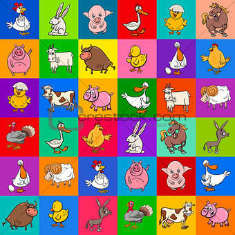 cartoon pattern design with farm animals
