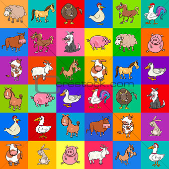 pattern design with cartoon farm animals