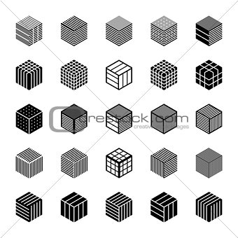 Design elements set. Cubic shape icons. 