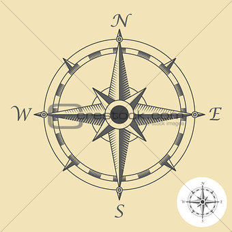 Compass or wind rose symbol - nautical navigation sign