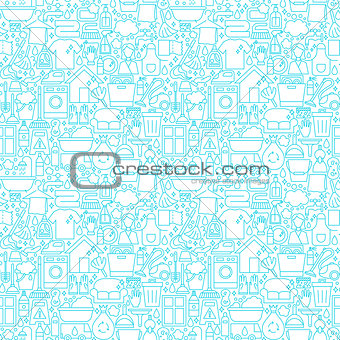 Cleaning White Line Seamless Pattern