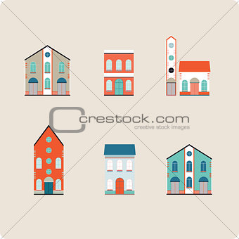 House set. Colorful home icon collection