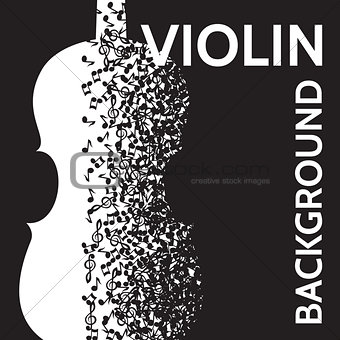 vector abstract background with violin and notes