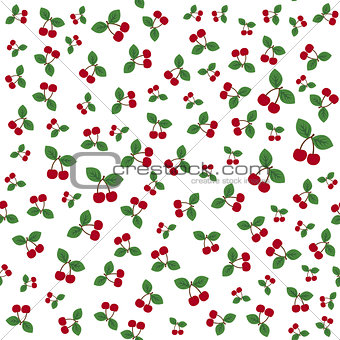 Pair of cherries seamless pattern on white