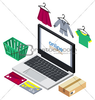 Online shopping concept illustration. Buying clothes internet