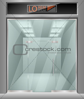 Template for advertising 3d store front facade. Exterior horizontal empty shop for your design. Blank mockup of stylish glass street shop exterior. Vector illustration