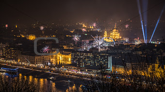 Fireworks over Budapest, Hungary