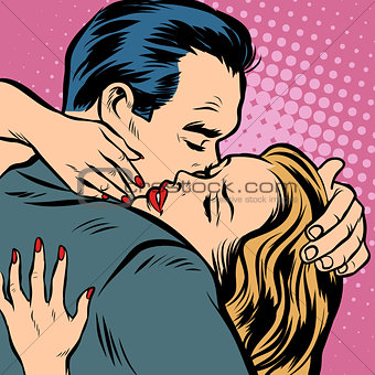 Man and woman hugs, love and romance
