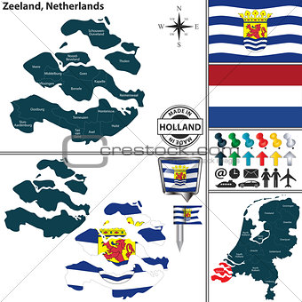 Map of Zeeland, Netherlands