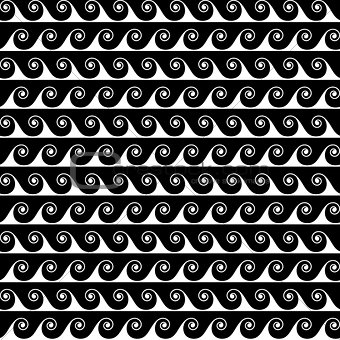 Black waves lines seamless vector greek pattern.