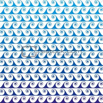 Blue waves lines seamless vector greek pattern.