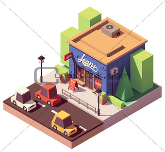 Vector isometric jeans clothes store