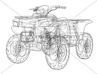 ATV quadbike concept outline. Vector