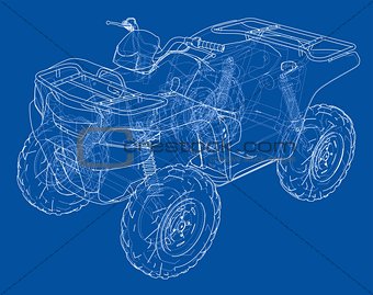 ATV quadbike concept outline. Vector