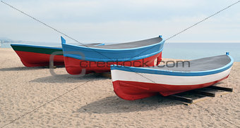 Boats on the beach of Badalona Barcelona