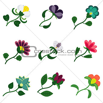flat color flower set