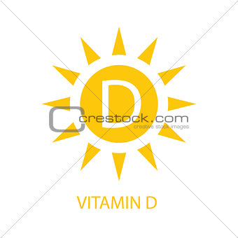 Vitamin D Icon with Sun Vector Illustration