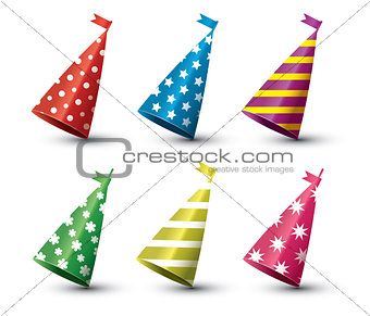 Party Hat Isolated Set on White Background.