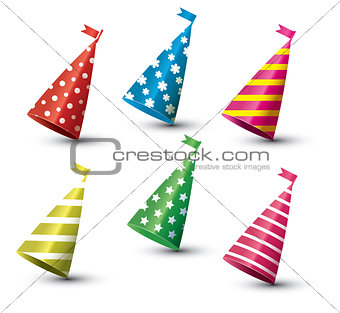 Party Hat Isolated Set on White Background.