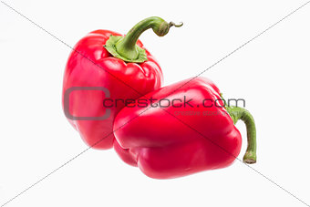red pepper and paprika on an isolated background